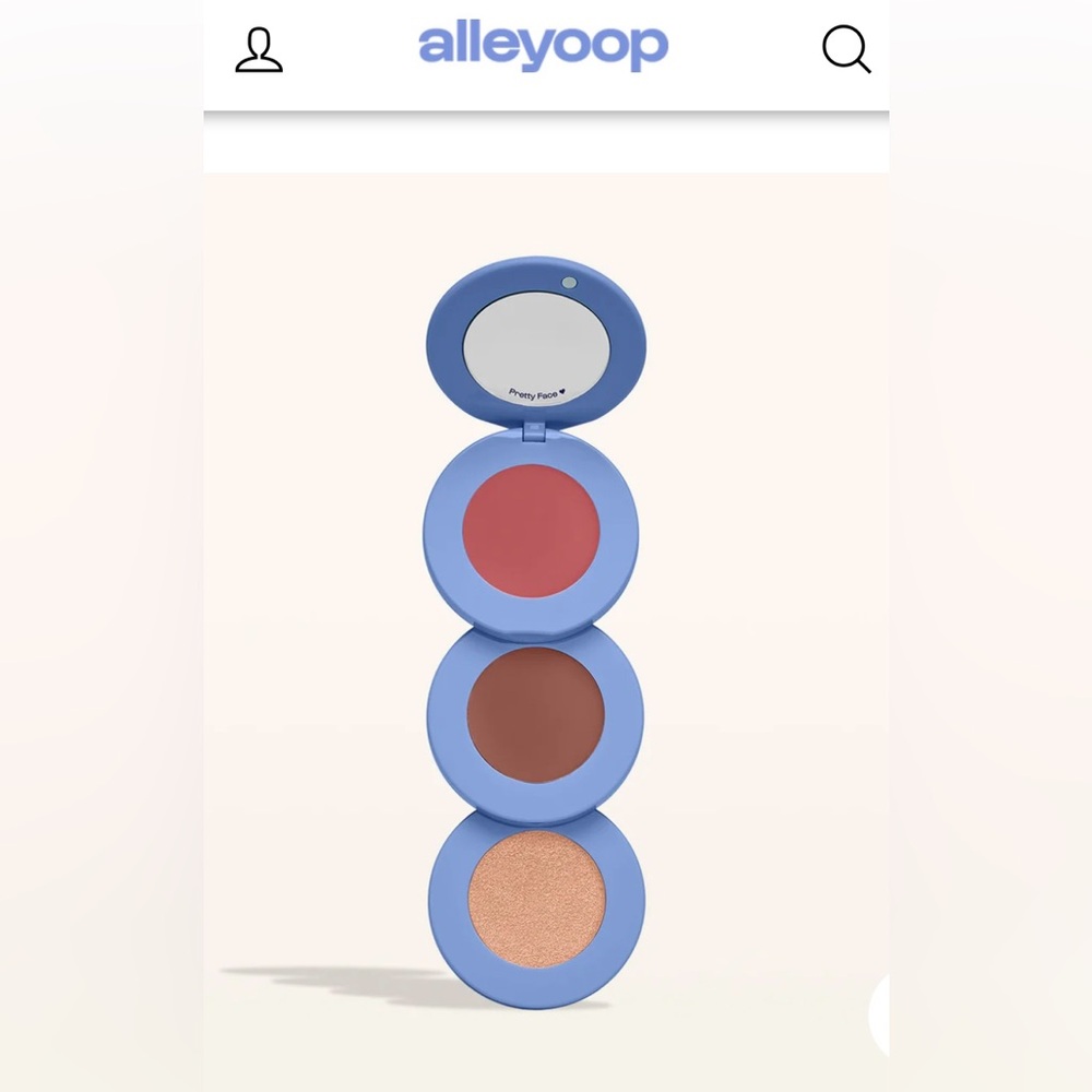 Alleyoop-3 N 1 Compact-Cream Highlighter, Blush & Contour W/Mirror-NWT